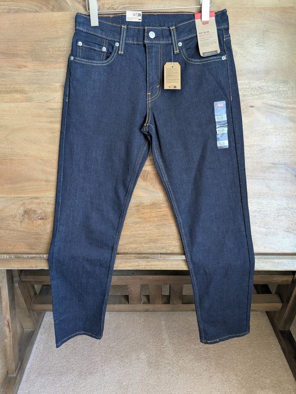 NWT Levi's 511 Slim Fit Jeans Mens 30x32 Blue Denim Dark Wash Stretch Red Tab
